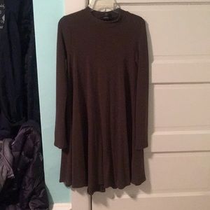 Olive Green Long Sleeve Shift Dress